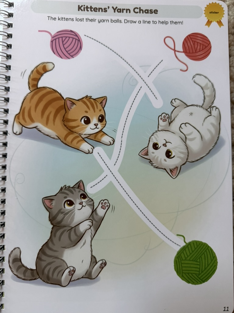 Kittens' Yarn Chase — draw a line